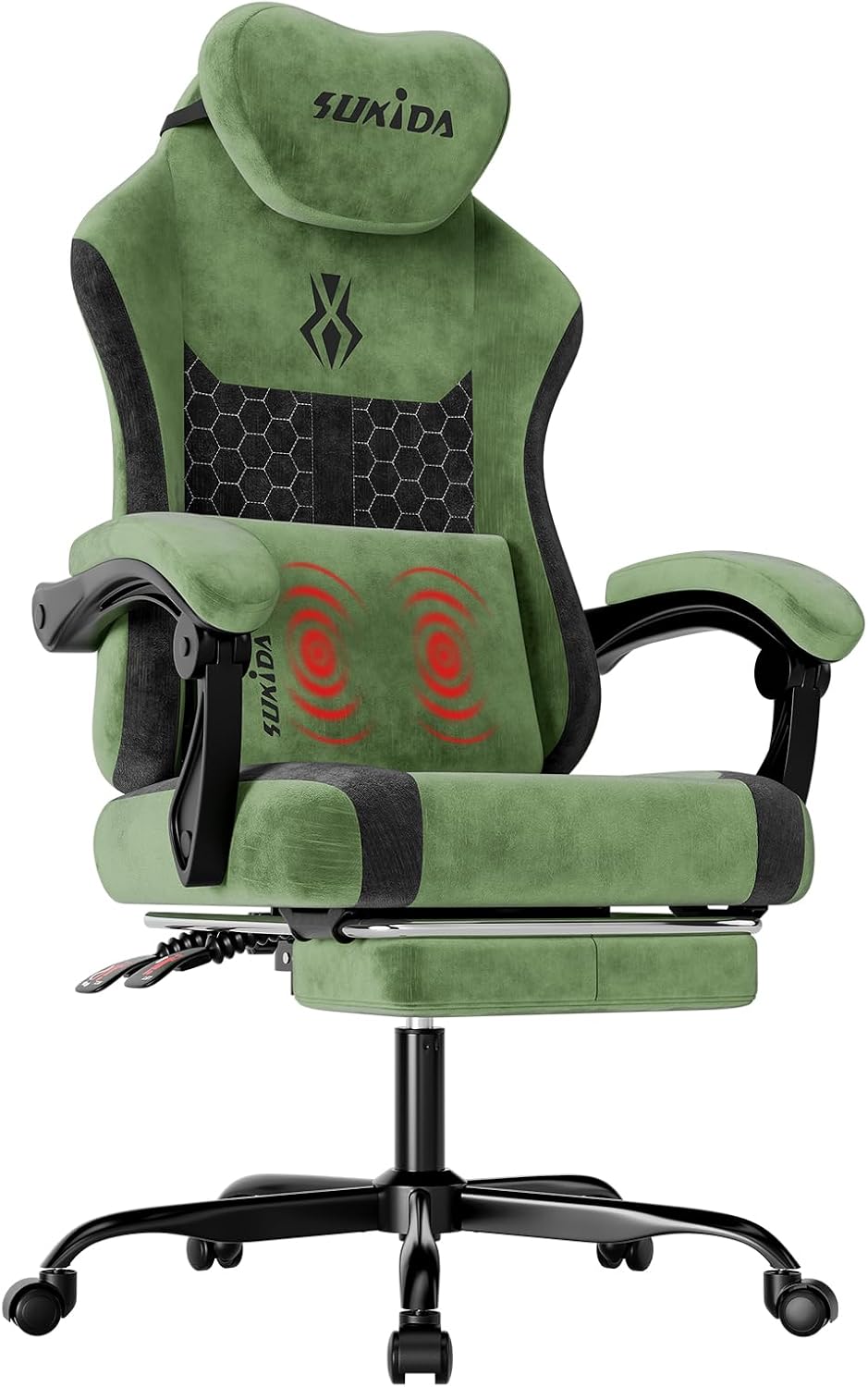 Massage - Gaming-Stuhl mit Stoffbezug, ergonomischer Computerstuhl mit