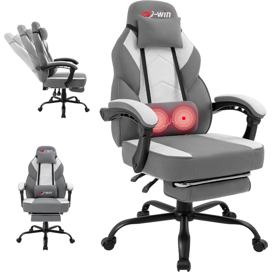 Massage - Gaming-Stuhl für Erwachsene mit Fußstütze und