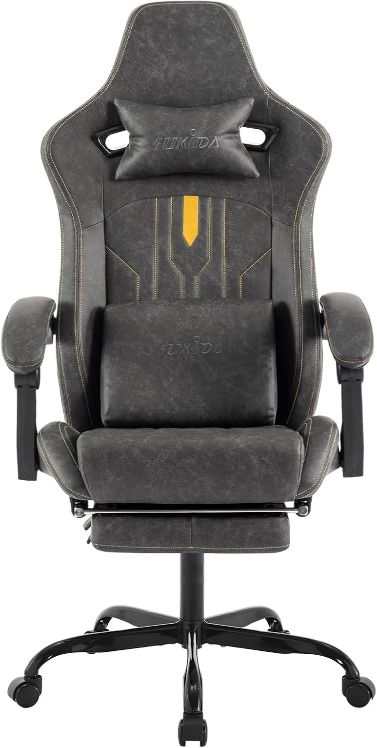 Massage - Gaming-Stuhl mit Fußstütze, ergonomischer Computerstuhl mit