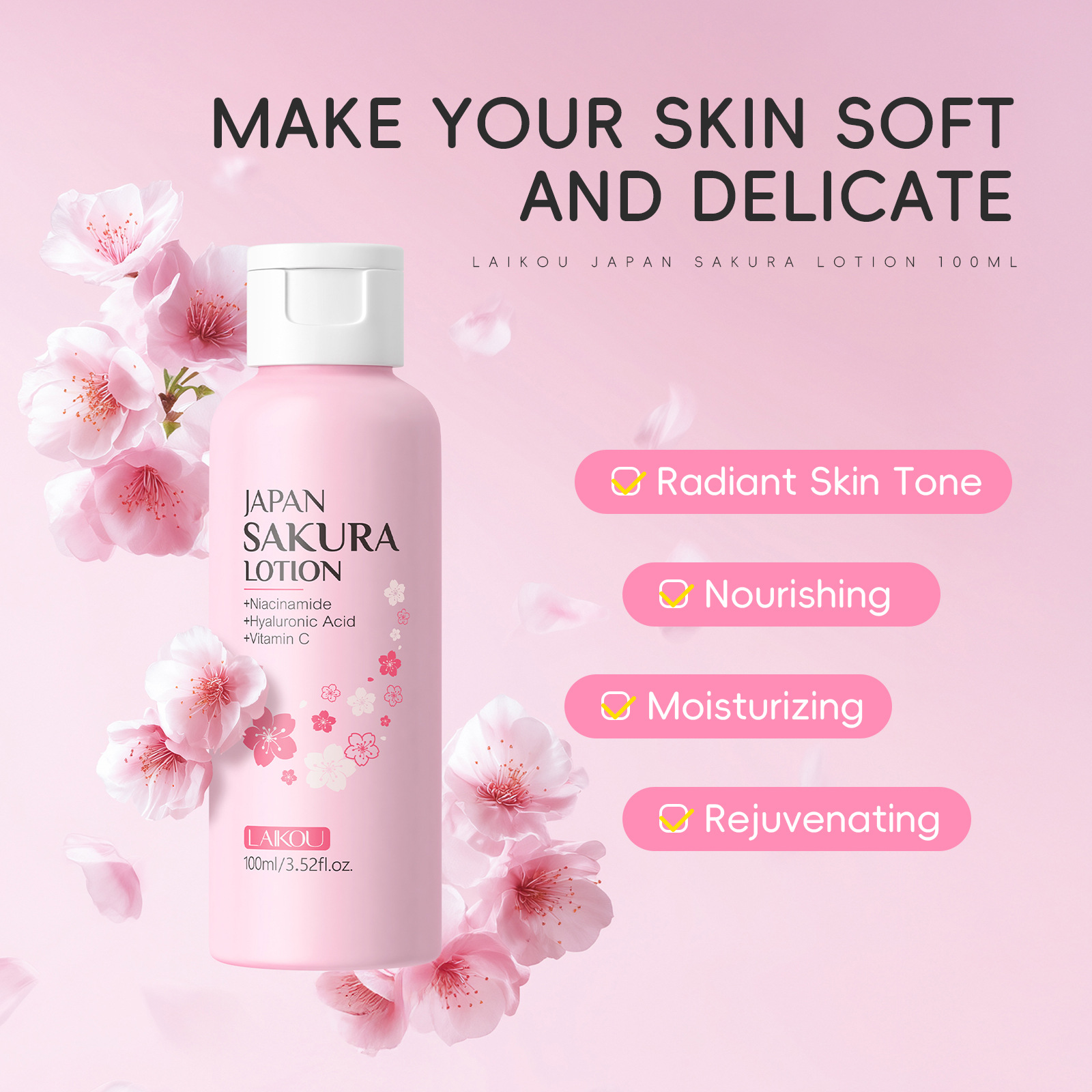 LAIKOU Sakura Lotion 100ml Nia – Niacinamide Pore Shrinking Essence Bewertung und Preis
