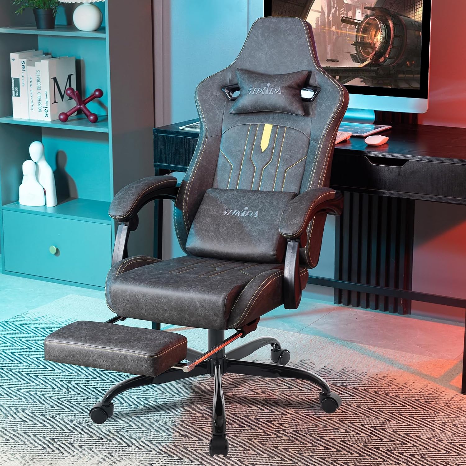 Gaming-Stuhl mit Fußstütze, er – Massage Bewertung und Preis