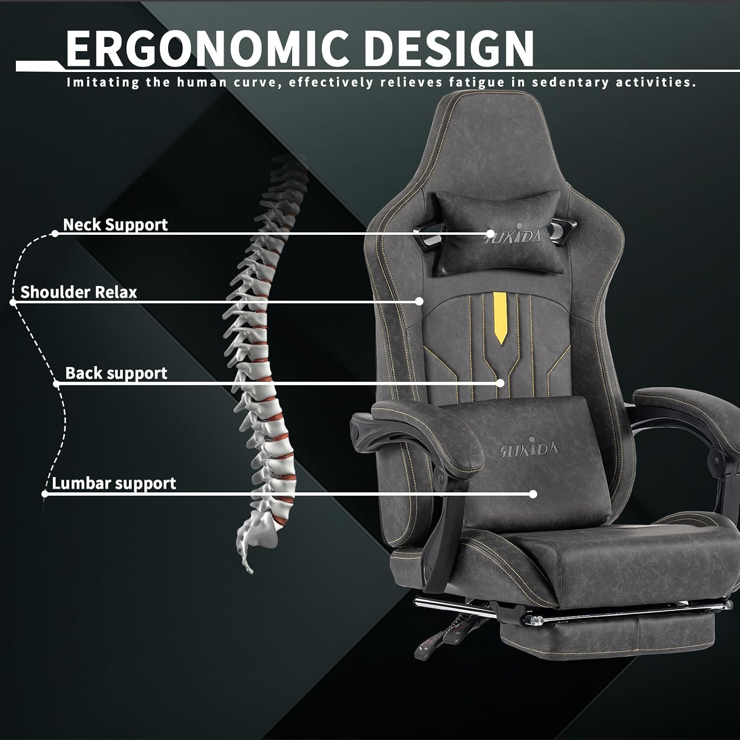 Gaming-Stuhl mit Fußstütze, er – Massage Bewertung und Preis
