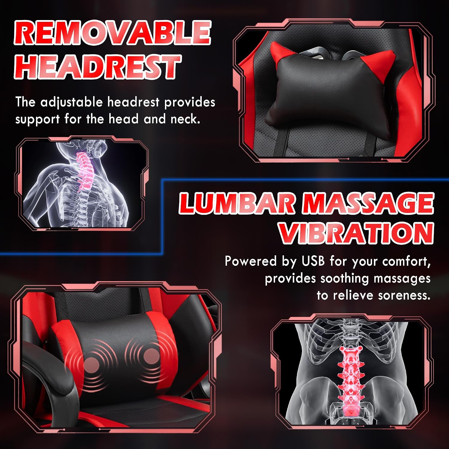 Roter Ergonomischer Gaming-Stu – Massage Bewertung und Preis